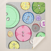 Kleurrijke pastel Buttonnen Sherpa Deken (Voorkant)