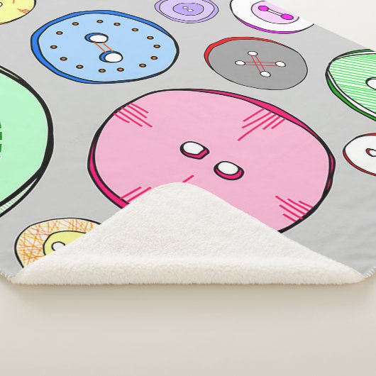 Kleurrijke pastel Buttonnen Sherpa Deken (3/4)