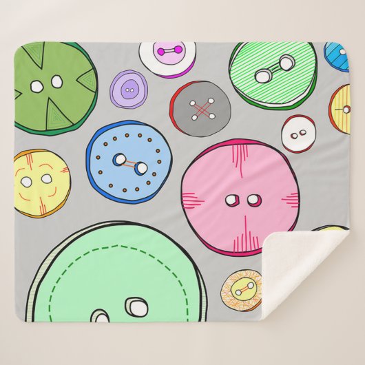 Kleurrijke pastel Buttonnen Sherpa Deken (Voorkant (horizontaal))