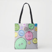 Kleurrijke pastel Buttonnen Tote Bag (Voorkant)