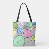 Kleurrijke pastel Buttonnen Tote Bag (Achterkant)