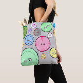 Kleurrijke pastel Buttonnen Tote Bag (Dichtbij)