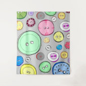Kleurrijke pastel Buttonnen Wandkleed (Voorkant)