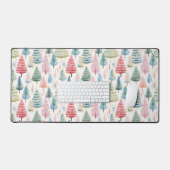 Kleurrijke Pastel Christmas Pine Trees Patroon Bureaumat (Keyboard & Muis)