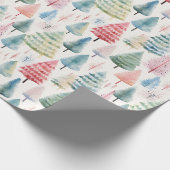 Kleurrijke Pastel Christmas Pine Trees Patroon Cadeaupapier (Hoek)