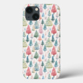 Kleurrijke Pastel Christmas Pine Trees Patroon Case-Mate iPhone Case (Achterkant)