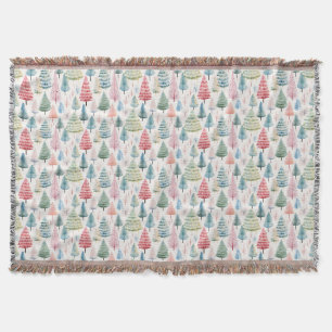Kleurrijke Pastel Christmas Pine Trees Patroon Deken