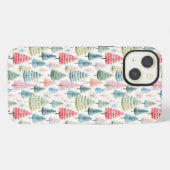 Kleurrijke Pastel Christmas Pine Trees Patroon iPhone Hoesje (Achterkant horizontaal)