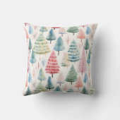 Kleurrijke Pastel Christmas Pine Trees Patroon Kussen (Achterkant)
