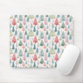 Kleurrijke Pastel Christmas Pine Trees Patroon Muismat (Met muis)