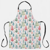 Kleurrijke Pastel Christmas Pine Trees Patroon Schort (Voorkant)