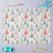 Kleurrijke Pastel Christmas Pine Trees Patroon Tissuepapier (Craft)