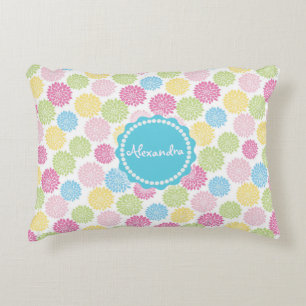 Kleurrijke Pastel dahlia bloemen patroonnaam Decoratief Kussen