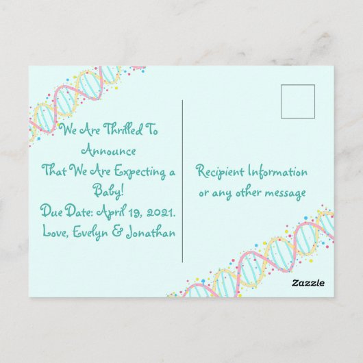 Kleurrijke Pastel DNA We verwachten een Baby Briefkaart (Achterkant)