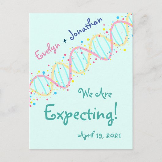 Kleurrijke Pastel DNA We verwachten een Baby Briefkaart (Voorkant)