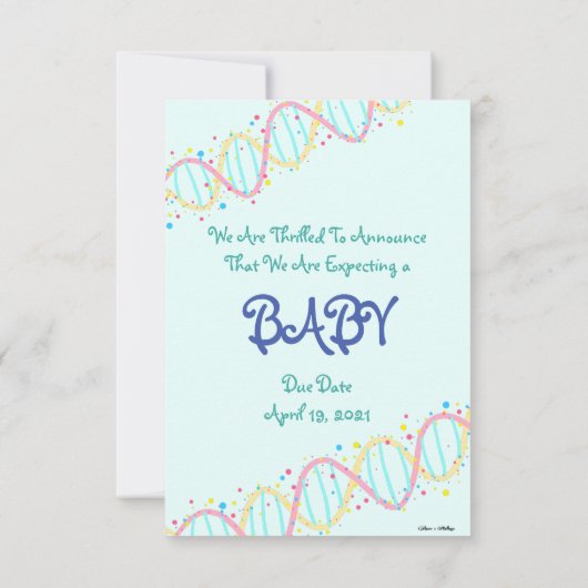 Kleurrijke Pastel DNA We Verwachten Een Baby Kaart (Achterkant)