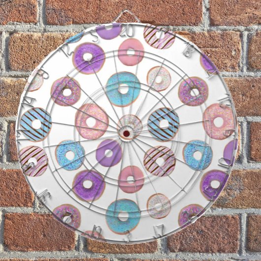 Kleurrijke pastel donut roze en blauwe illustratie dartbord