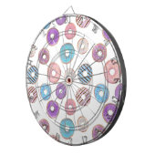 Kleurrijke pastel donut roze en blauwe illustratie dartbord (Voorkant Rechts)
