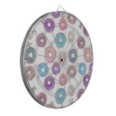 Kleurrijke pastel donut roze en blauwe illustratie dartbord (Voorkant Links)