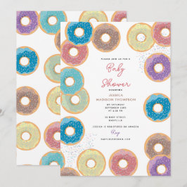 Kleurrijke Pastel Donuts & Sprinkles Baby shower Kaart
