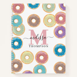 Kleurrijke Pastel Donuts & Sprinkles Monogram Rece Notitieboek