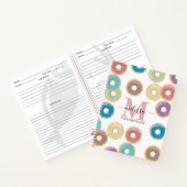 Kleurrijke Pastel Donuts & Sprinkles Monogram Rece Notitieboek (Binnen)