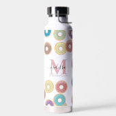 Kleurrijke Pastel Donuts & Sprinkles Monogram Waterfles (Links)