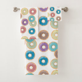 Kleurrijke Pastel Donuts & Sprinkles Patroon Bad Handdoek