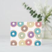 Kleurrijke Pastel Donuts & Sprinkles Patroon Feestdagenkaart (Staand voorkant)