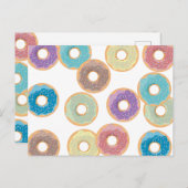 Kleurrijke Pastel Donuts & Sprinkles Patroon Feestdagenkaart (Voorkant / Achterkant)