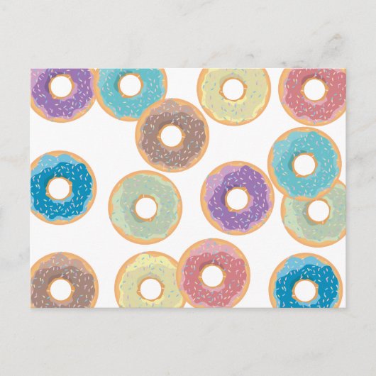 Kleurrijke Pastel Donuts & Sprinkles Patroon Feestdagenkaart (Voorkant)