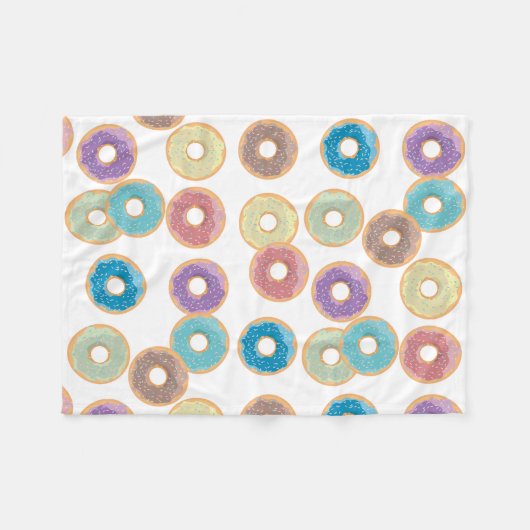 Kleurrijke Pastel Donuts & Sprinkles Patroon Fleece Deken (Voorkant (Horizontaal))