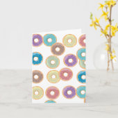 Kleurrijke Pastel Donuts & Sprinkles Patroon Kaart (Gele Bloem)