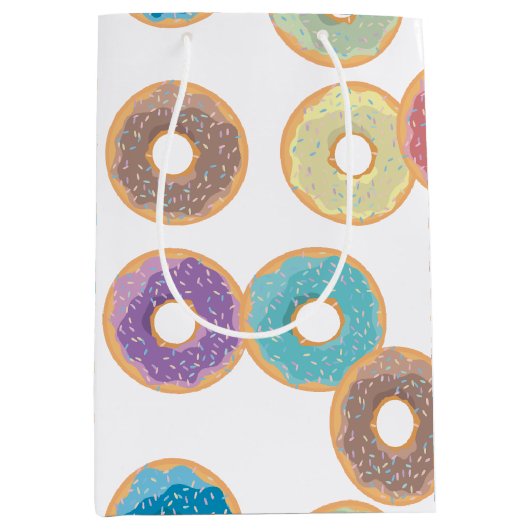 Kleurrijke Pastel Donuts & Sprinkles Patroon Medium Cadeauzakje (Voorkant)