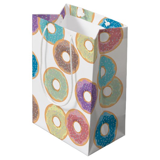 Kleurrijke Pastel Donuts & Sprinkles Patroon Medium Cadeauzakje (Achterkant Gekanteld)