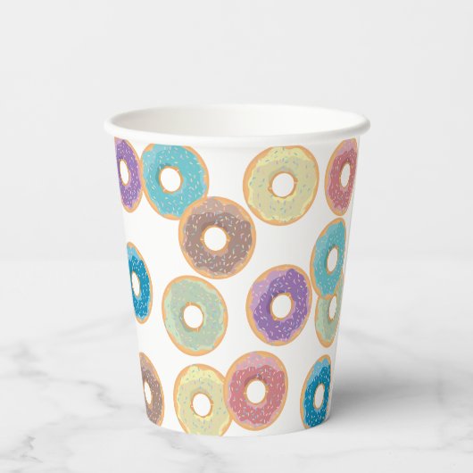 Kleurrijke Pastel Donuts & Sprinkles Patroon Papieren Bekers (Achterkant)