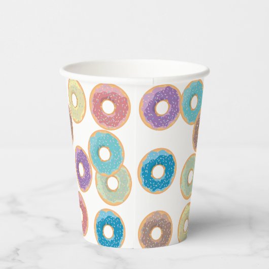 Kleurrijke Pastel Donuts & Sprinkles Patroon Papieren Bekers (Rechts)
