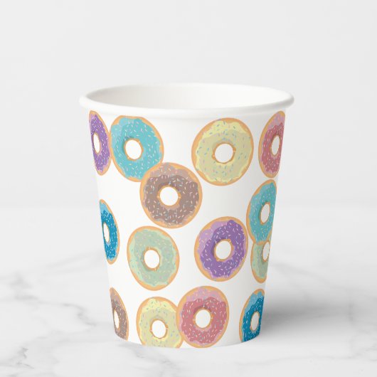 Kleurrijke Pastel Donuts & Sprinkles Patroon Papieren Bekers (Voorkant)