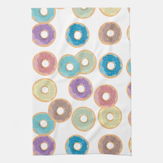 Kleurrijke Pastel Donuts & Sprinkles Patroon Theedoek (Verticaal)