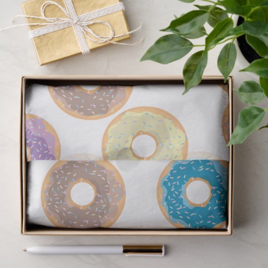 Kleurrijke Pastel Donuts & Sprinkles Patroon Tissuepapier (Geschenk)