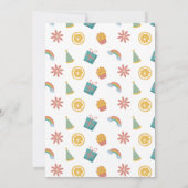 Kleurrijke Pastel Doodle 1e verjaardag uitnodiging (Achterkant)