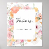 Kleurrijke Pastel Floral Favors Sign Poster (Voorkant)