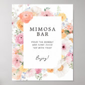 Kleurrijke Pastel Floral Mimosa Bar Sign Poster (Voorkant)