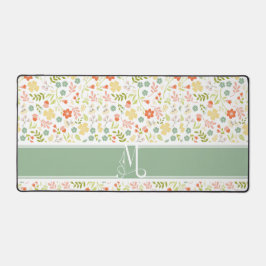 Kleurrijke pastel gestileerde bloem patroon monogr bureaumat