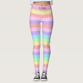 Kleurrijke Pastel Gestreepte Decora Kei Leggings