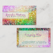 Kleurrijke Pastel Glitter Beautician Visitekaartje (Voorkant / Achterkant)