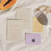 Kleurrijke pastel hand geschreven grillige bruilof kaart