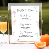 Kleurrijke Pastel Hand getrokken Cocktail Menu Poster