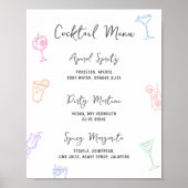 Kleurrijke Pastel Hand getrokken Cocktail Menu Poster (Voorkant)