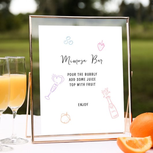 Kleurrijke Pastel Hand getrokken Mimosa Bar Poster